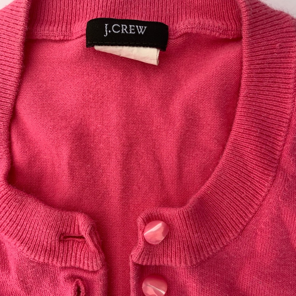 Candy pink cotton/nylon/spandex lightweight cardigan